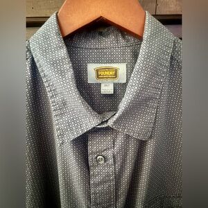 Foundry Supply Co Big/Tall Men’s Long Sleeve Button Shirt - Gray/Blk - Size XXL
